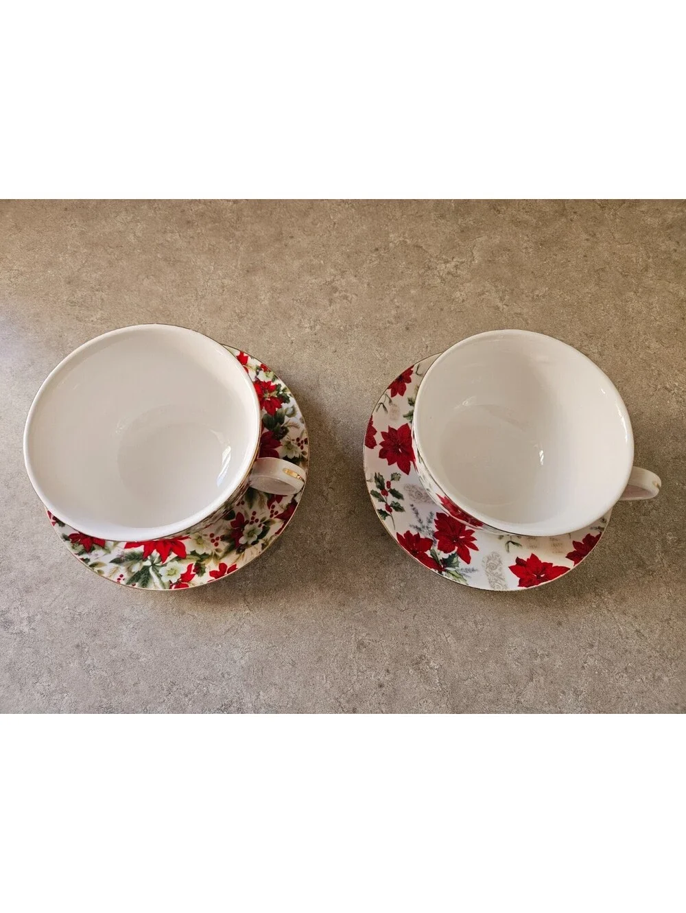 Grace’s Teaware Tea Set of 2 Cups & Saucers (Large) with Poinsettias